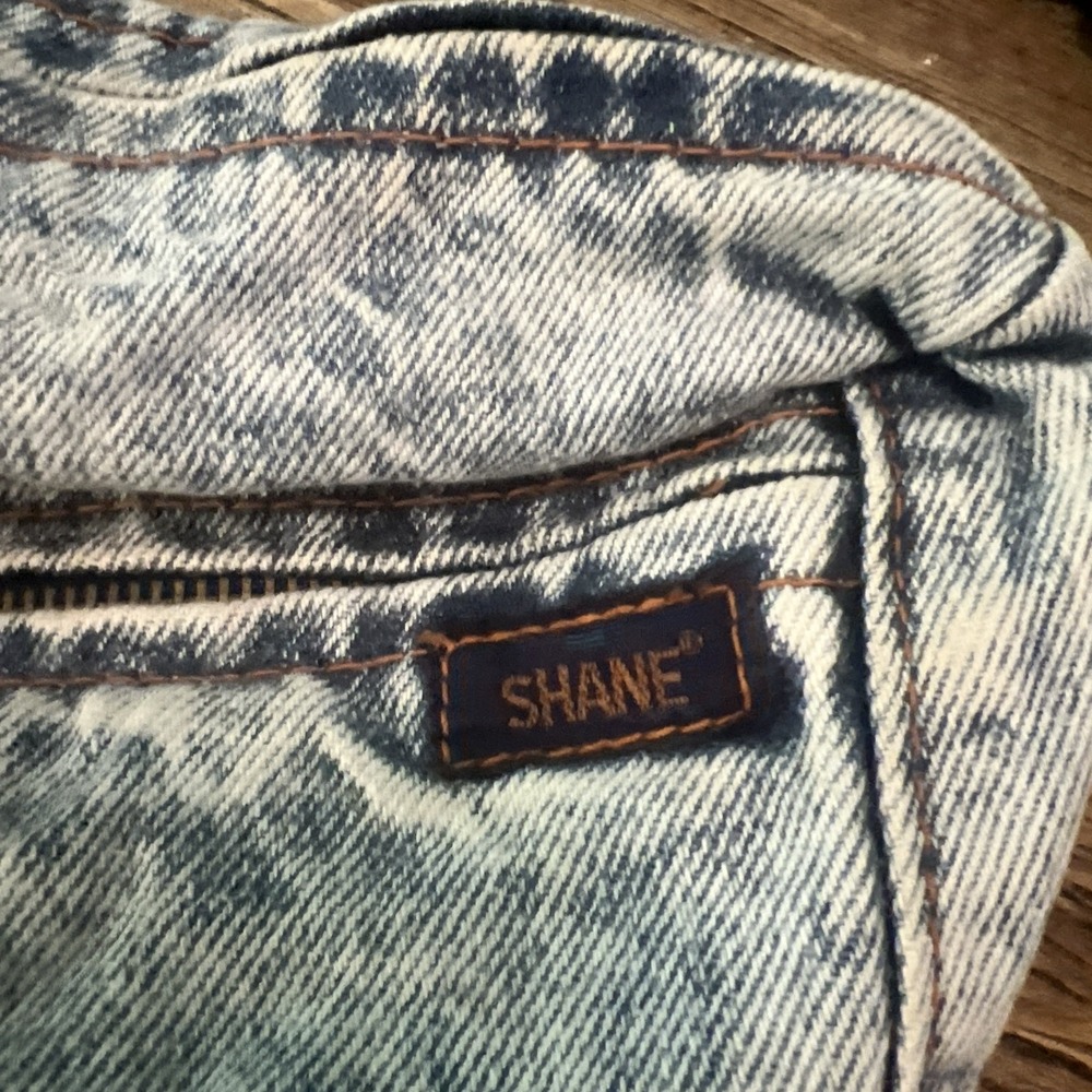 VTG SHANE Denim Fanny Pack Waist Bag Blue Dual Pocket Adjustabl Strap EUC TAIWAN - Picture 2 of 8